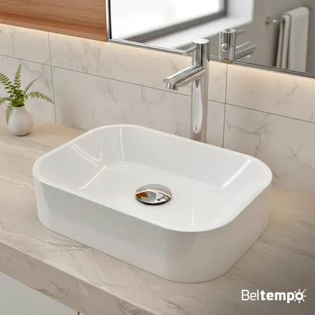 Cuba Pia De Apoio Sobrepor Retangular 36x27cm Para Banheiro Lavabo Beltempo BT-2010