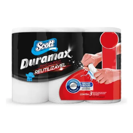 kit 3 Pano Reutilizável Multiuso Scott Duramax com 174 panos cor branco