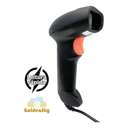 Leitor Código De Barras Comfio Usb Laser 1d Ean Nf Goldensky Cor Preto
