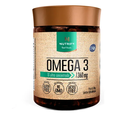 Nutrify Ômega 3 Tg Ultraconcentrado 1360mg - Enriquecido Com Vitamina E - Foco, Memória E Bem-estar - 120 Cápsulas Neutro