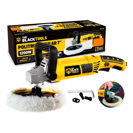 Politriz Angular Automotiva 7 Polegadas 1200w 4200rpm Bpa1200 The Black Tools Amarelo 127v