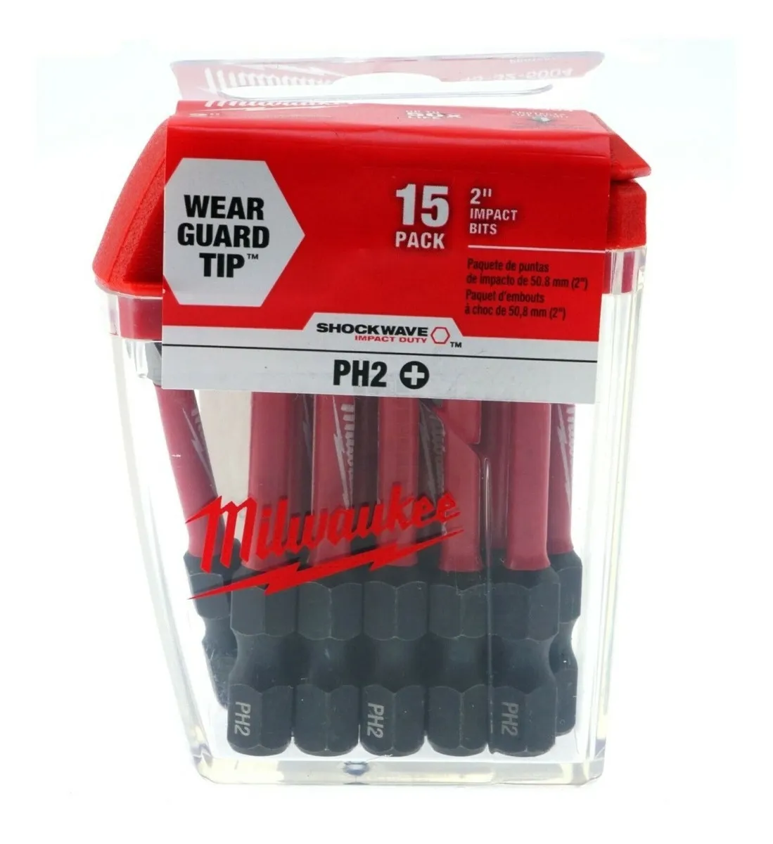 Phillips Impact Tips de 2 polegadas Milwaukee 48-32-5004 15 unidades