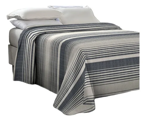 Cobre Leito Casal 2m Homelartex Listras Piquet Algodão Listrada Marinho