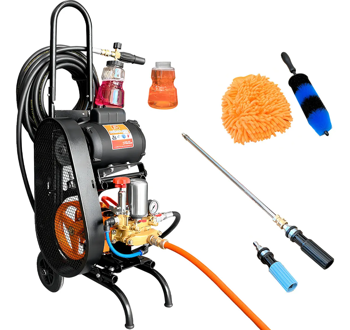Lavadora de alta pressão Bortoloto Eletro 22L Carrinho SnowFoam 15m 2cv monofásico engate rápido