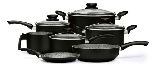 Conjunto Panelas em Alumínio 2,0mm Maximum Stone Antiaderente 7 peças Preto Panelux 5001670