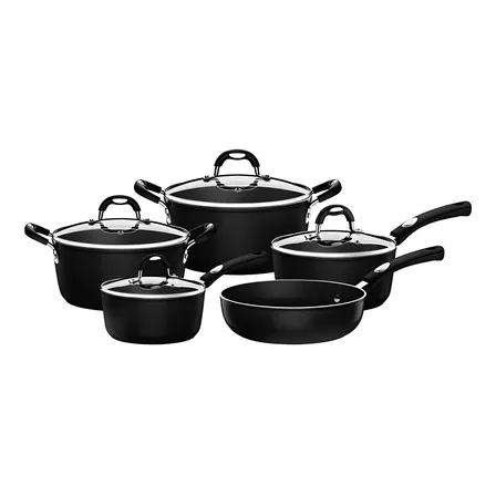 Jogo de Panelas Tramontina Mônaco em Alumínio com Revestimento Interno e Externo em Starflon Premium Preto 05 Peças