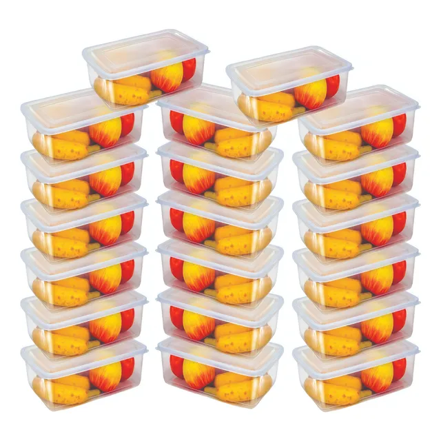 Kit 20 Potes 500 Ml Transparente Marmita Fitness Bpa Free Reutilizável Tampa Hermética Micro E Freezer Ponte Lar Utilidades