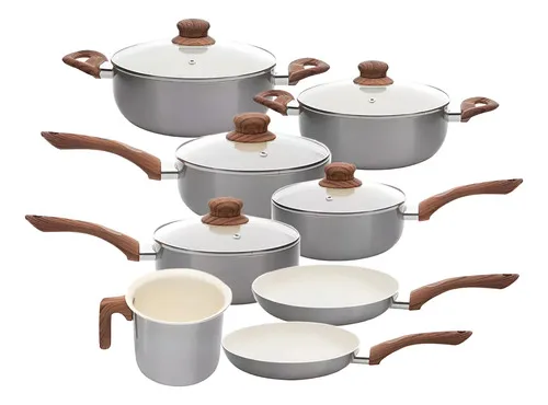 Jogo De Panelas Antiaderente indução 8 Peças New York - Casambiente Cor Prata