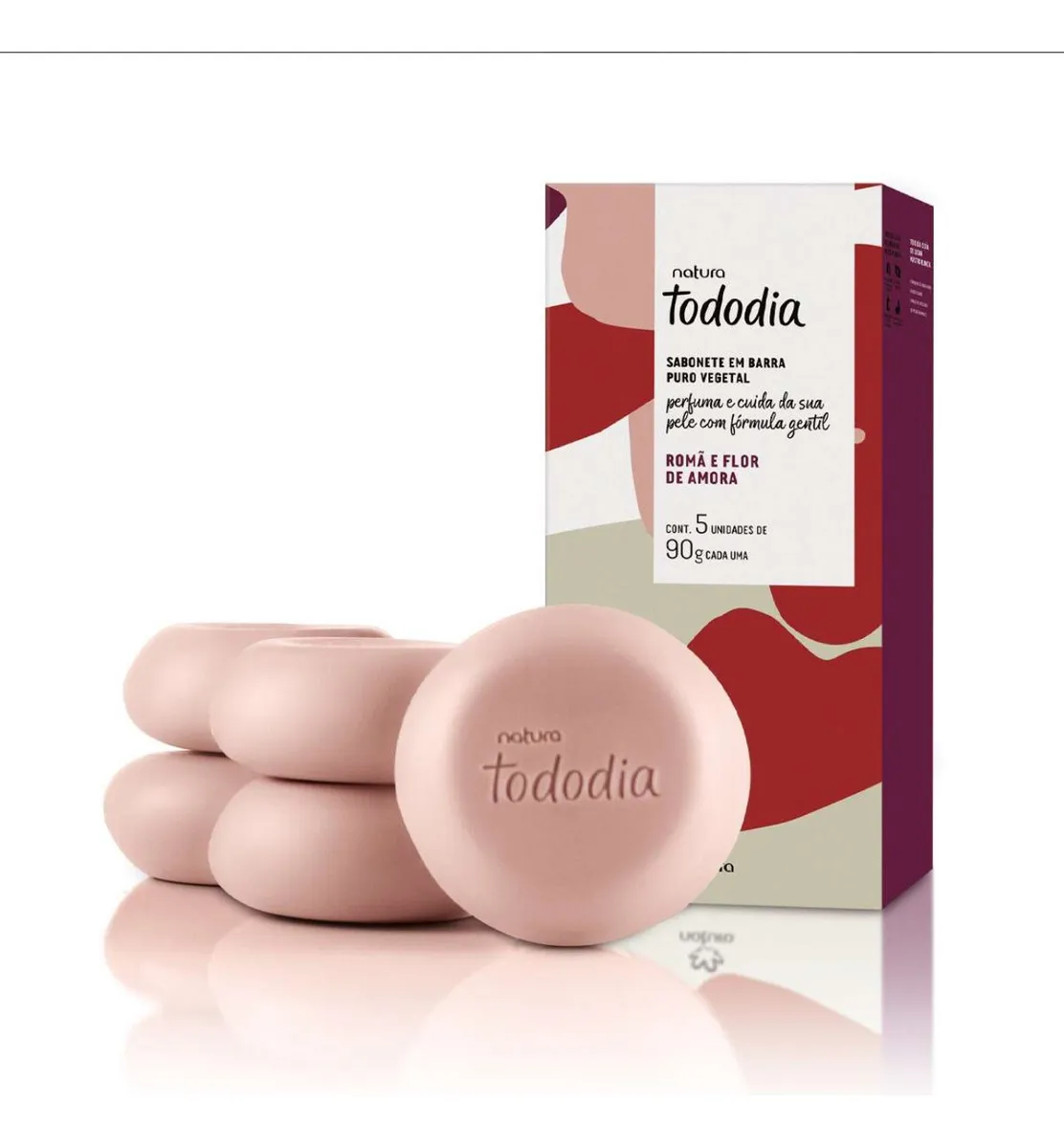 Sabonete Barra Natura Tododia Romã e Flor de Amora 5 unidades de 90g cada