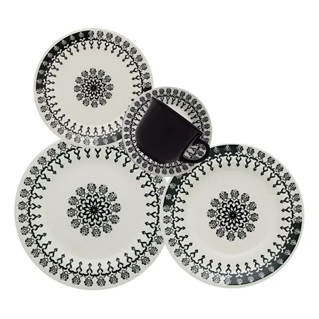 Aparelho De Jantar Oxford Cerâmica Folk 20 Pç Cor Estampado