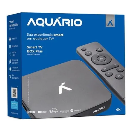 Tv Box Aquário Plus Stv-3000 4k Padrão 4k 16gb Preto Com 2gb De Memória Ram
