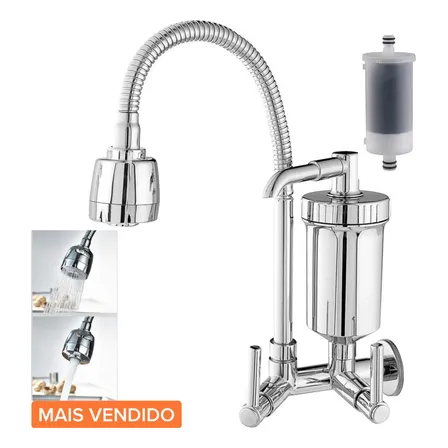 Torneira Com Filtro Gourmet Tubo Flexível E Bica Movel De 1/4 Volta Cromada A Mais Vendida