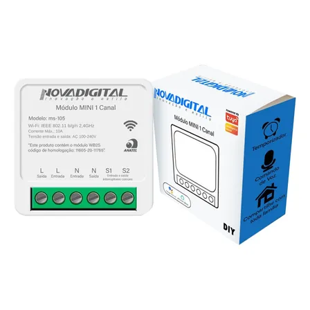 Interruptor Inteligente Relé Wifi Novadigital 1 Canal 10a Mini Smart Switch Tuya Smart Life Alexa 110v 220v Bivolt Branco 127/220v