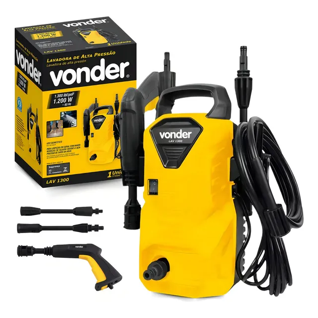 Lavadora De Alta Pressão Vonder Leve Lav1300 220v Amarela De 1.3kw Com 90bar De Pressão Máxima - 60hz Amarelo 60 Hz