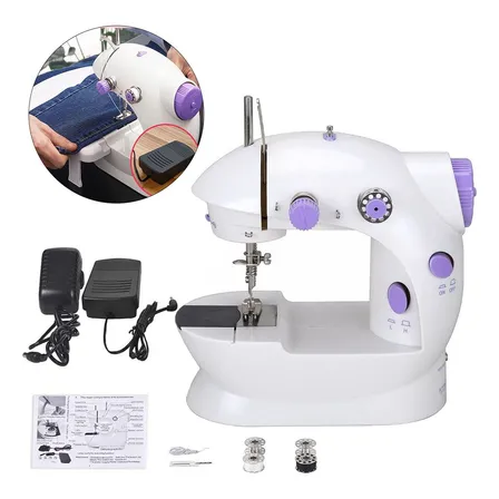 Mini Sewing Machine Maquina Costura Casa Presente Acessórios Bobinas Linhas 127/220v
