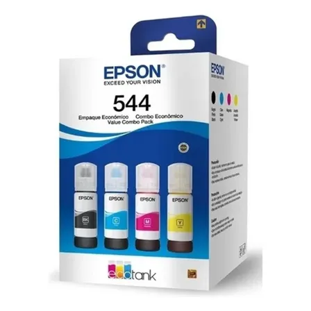 Kit Refil Epson T544 Preto, Amarelo, Ciano, Magenta, Tinta 4 Cores
