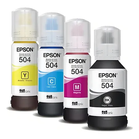 Kit 4 Refil Para Epson T504 L4150 L4160 L4260 L6161 L6171 Tinta Color 70 Ml Preta Com 120 Ml Um Kit De Garrafas De Tinta Ecofit Equivale A Aproximadamente 30 Cartuchos De Tinta Cores