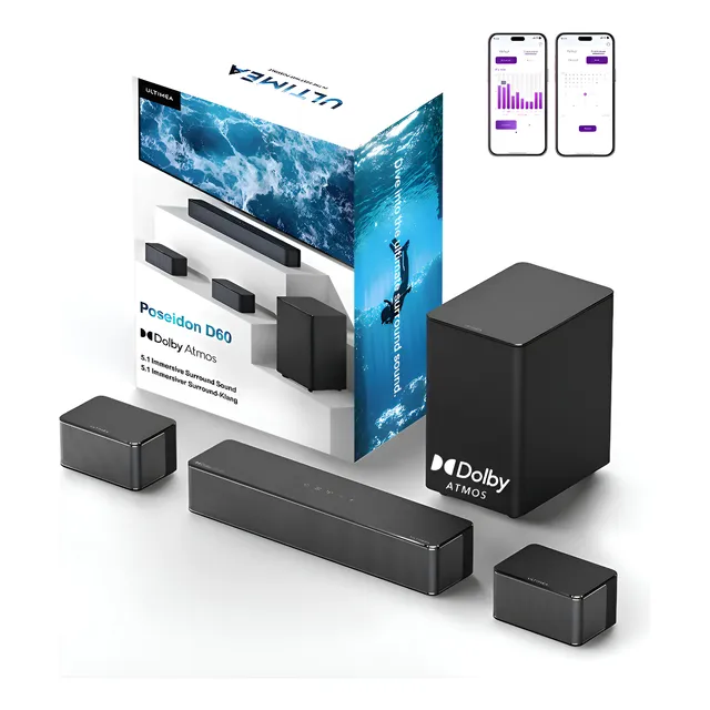 Soundbar Tv Caixa De Som 410w Home Theater 5.1 Wireless Subwoofer Com Dolby Atmos Controle App Cor Preta Ultimea... Preto 40hz - 18khz