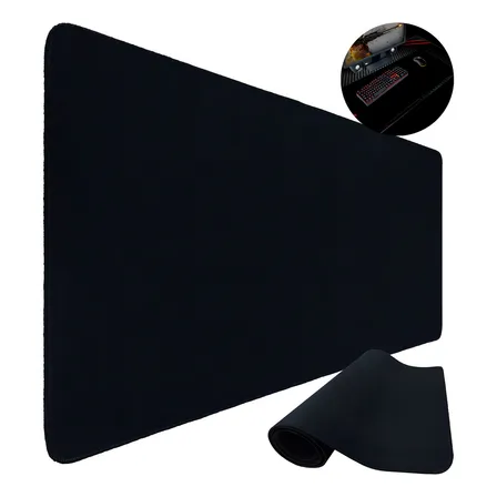 Mouse Pad Gamer 90x40 Escritório Alta Qualidade Preto Liso Isoprene
