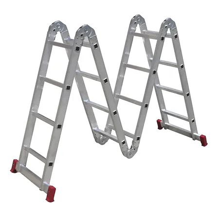 Escada Multifuncional De Alumínio 4x4 Com 16 Degraus Dobrável E Articulada Botafogo Leve E Resistente
