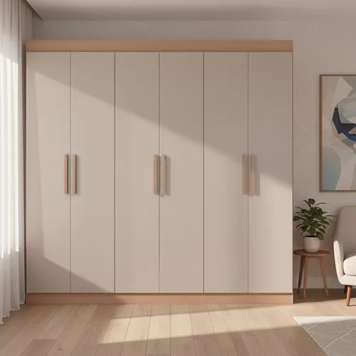 Guarda-roupa Casal Bartira Ville Com 6 Portas E 2 Gavetas Cor Avelã com Cappuccino