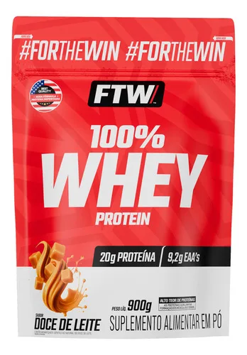 Whey Protein 100% Concentrado Refil 900g Sabor Doce de Leite - FTW