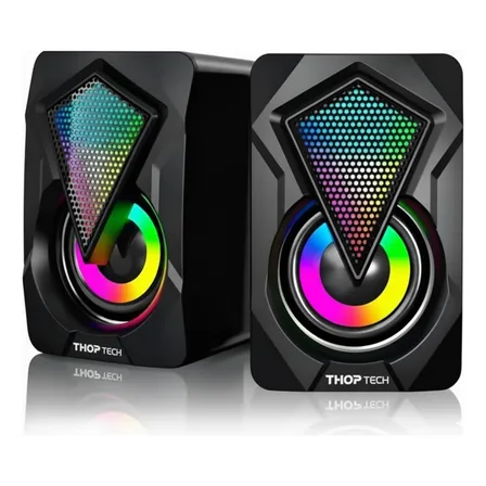 Caixa Caixinha De Som Pc Computador Notebook Gamer Tv Usb P2 Cor Preto 110V/220V - THOP TECH