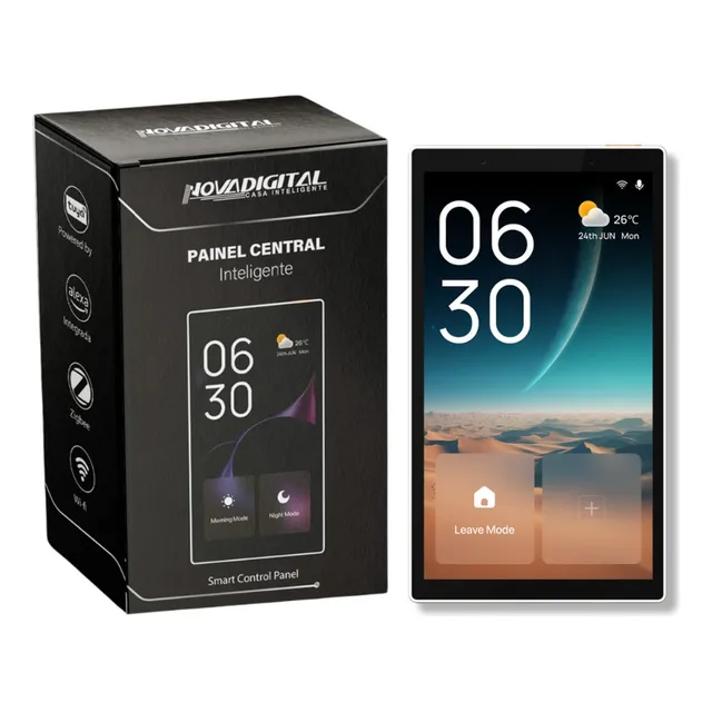 Painel Central Inteligente Novadigital Wifi Com Hub Zigbee 2 Canais Smart Life Tuya Com Alexa Integrada Google 110v 220v Bivolt Pci01z Branco 127/220v