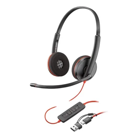Fone De Ouvido Plantronics Blackwire C3220 Usb Tipo A E Tipo C Preto