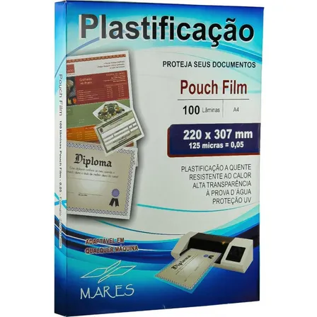 Plastico para Plastificação A4 Mares 220x307 - 100 folhas - 125 Micras