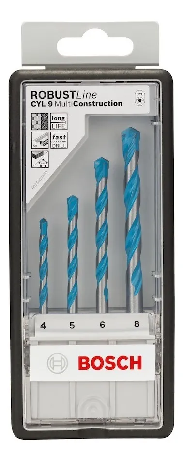 Jogo Brocas Bosch Cyl-9 Multimaterial Ø 4-5-6-8 Mm 4 Peças