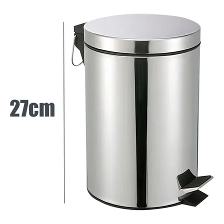 Vittak Lixeira 5 Litros De Aço Inox Redonda Cesto Balde Banheiro Casa Lixo Cor Cinza