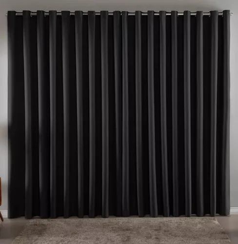 Cortina Blackout Em Tecido 3,00x2,80 Corta Luz Cor Preta Preto