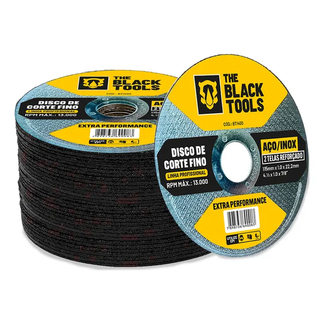 Disco Corte Fino Inox 4.1/2 X 1,0mm Para Esmerilhadeira 50 Peças The Black Tools