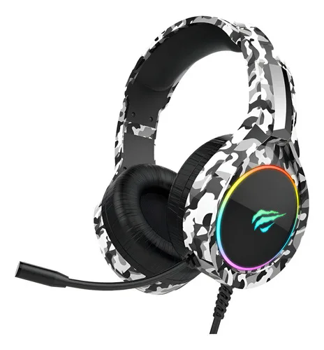 Headset Gamer Havit Gamenote H2232d Rgb Camuflado Cinza