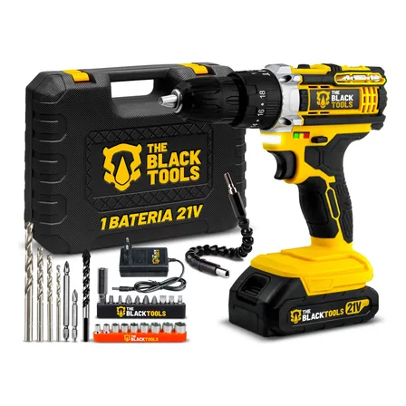 Parafusadeira E Furadeira Impacto The Black Tools Tb-21pw 3/8 Cor Amarelo Frequência 50/60 Hz 127/220v 60hz