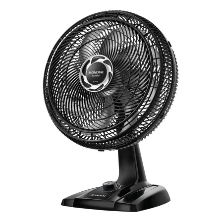 Ventilador De Mesa 40cm Turbo Mondial 140w Nvt-40-8p-b 40 Cm 60hz Preto 127v Prata Plástico 8