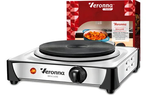 Fogão Elétrico De Mesa Portátil Cooktop 1 Boca 1000w Ves1000 Brasare Veronna