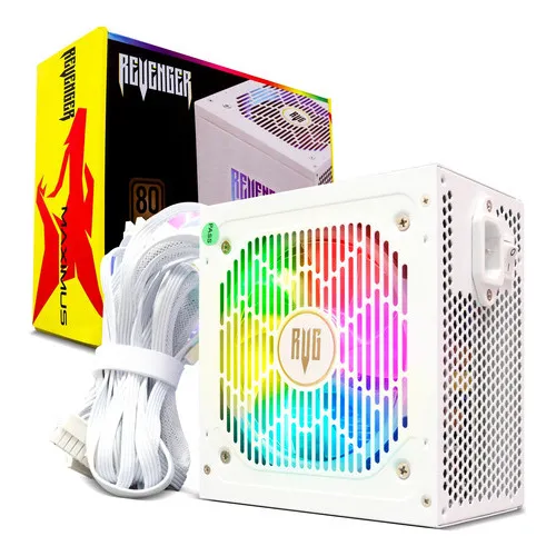 Fonte 80 Plus Pc Gamer 750w Atx Bronze Pfc Led Rgb Branco