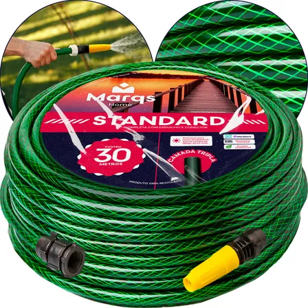 Mangueira De Jardim 30 Metros Com Esguicho Trançada Reforçada Flexível 7/16 Anti Dobra Irrigação Quintal Poço Lavagem Durável Marqs Home