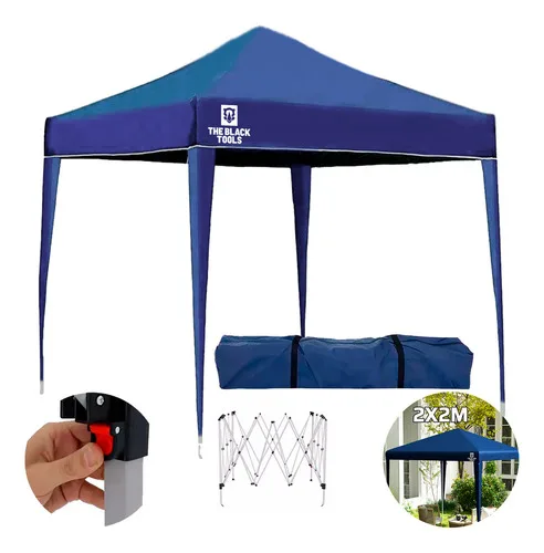 Tenda Gazebo Sanfonado Articulada Dobrável 2x2 Metros Para Praia Jardim Com Mala Transporte Btg200 The Black Tools