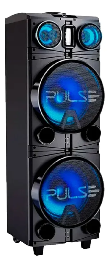Caixa De Som Pulse Storm 2 10 Pol Bleutooth Led Rádio-1500w cor Preto