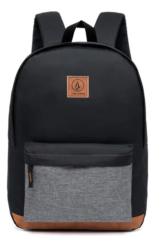 Mochila Volcom Escolar Bolsa Passeio Pratica Resistente Cor Preto/cinza Desenho Do Tecido Lisa