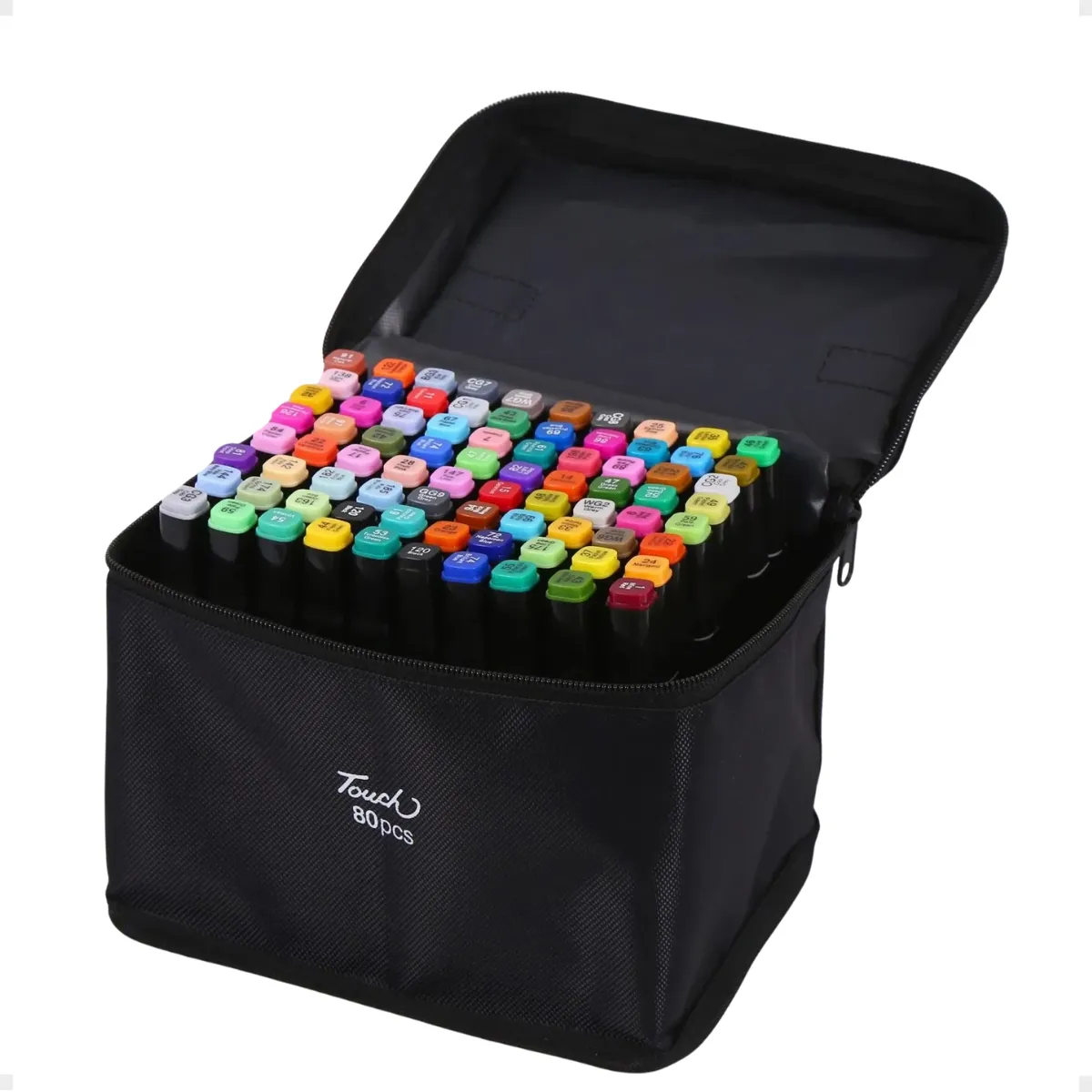 Canetas Permanentes 80 Cores Vibrantes Ponta Dupla C/ Bolsa Conjunto Canetinhas Touch Cores Vibrantes Profissional Escolar Colorir - Com Inmetro