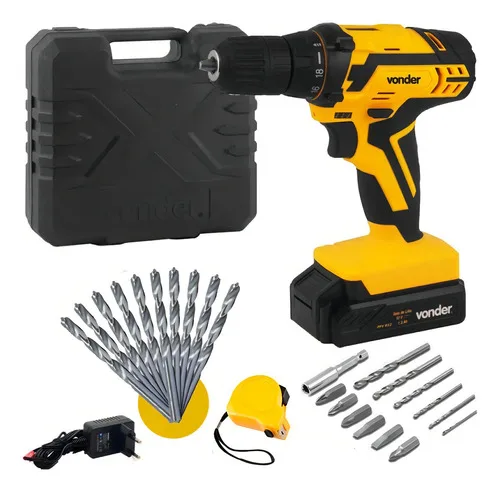 Furadeira Parafusadeira Com Kit Brocas, Bits E Trena Vonder PFV 012