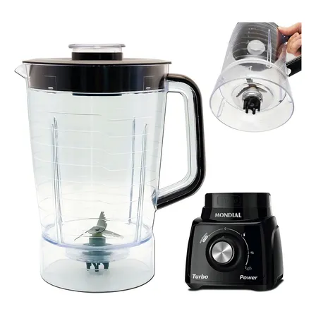 Copo Liquidificador Compativel Mondial Turbo Power Sangel L-99-FB L99,L99WG, L99FB Preta