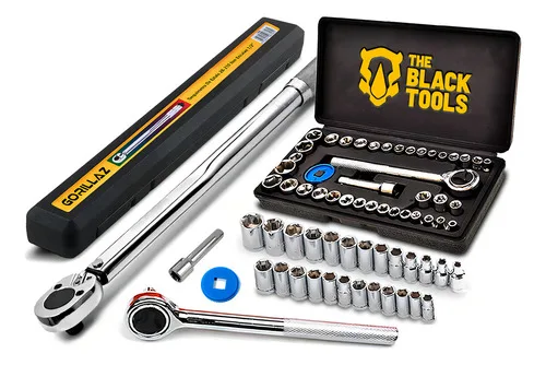 Torquímetro De Estalo 1/2'' 2.8 A 21kg Reversível Gorillaz Aço Cromo Vanádio Com Jogo De Soquetes 40 Peças