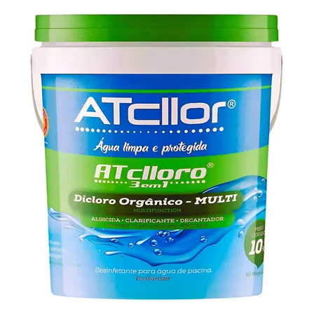 Balde De Cloro 10kg Para Piscina Atcllor 7433 3x1 Multifunçã