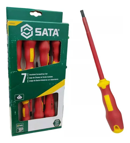Jogo De Chaves Fenda Phillips Isolada Vde 7pç St09303 Sata