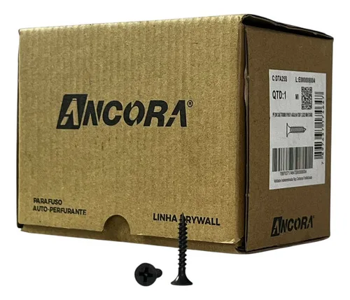 Parafuso Drywall Gesso Agulha 3,5x25mm Ancora 1000unidades Autoperfurante